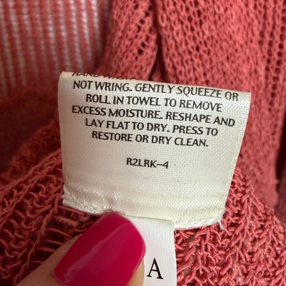 Eileen Fisher Airy Linen Grain Rib Open-Front Waterfall  Coral Cardigan XL - Picture 5 of 9